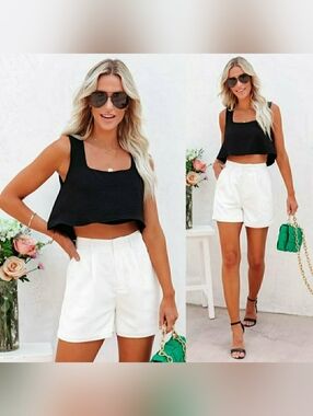 VICI COLLECTION ZYANA POCKETED HIGH RISE TAILORED SHORTS